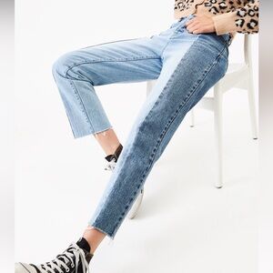 PacSun Two Panel Color Block Mom Jeans Straight Leg Light Dark Wash Sz 24 Y2K